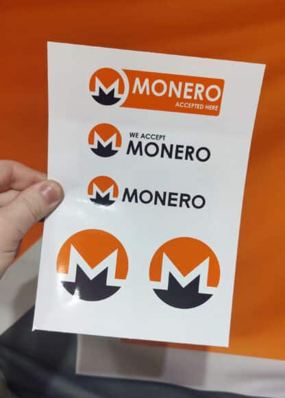 Monero sticker sheet, Monero accepted here, we accept Monero